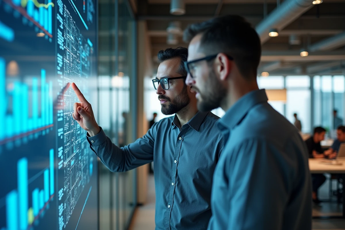 Homme en discussion avec un collègue dans un espace de travail